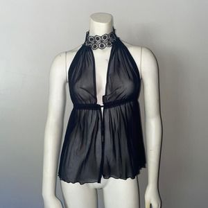 Black halter neck lingerie top